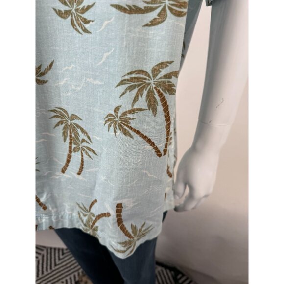 Old Navy Mens Palm Tree Print Short Sleeve Button-Down Shirt XL 100% Cotton Blue - Picture 16 of 16